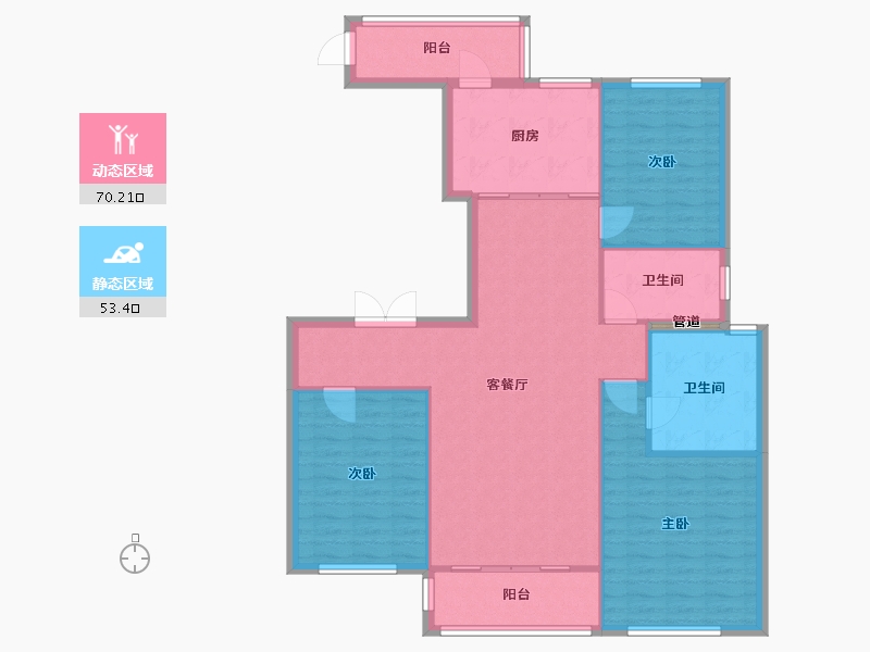 辽宁省-沈阳市-格林玫瑰湾长白三街6-5号（12号楼）145m²-113.77-户型库-动静分区