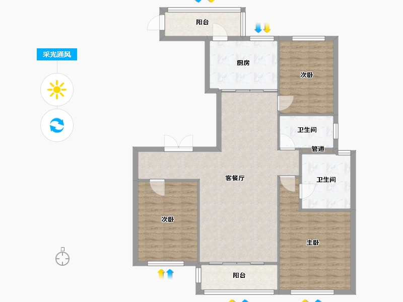 辽宁省-沈阳市-格林玫瑰湾长白三街6-5号（12号楼）145m²-113.77-户型库-采光通风