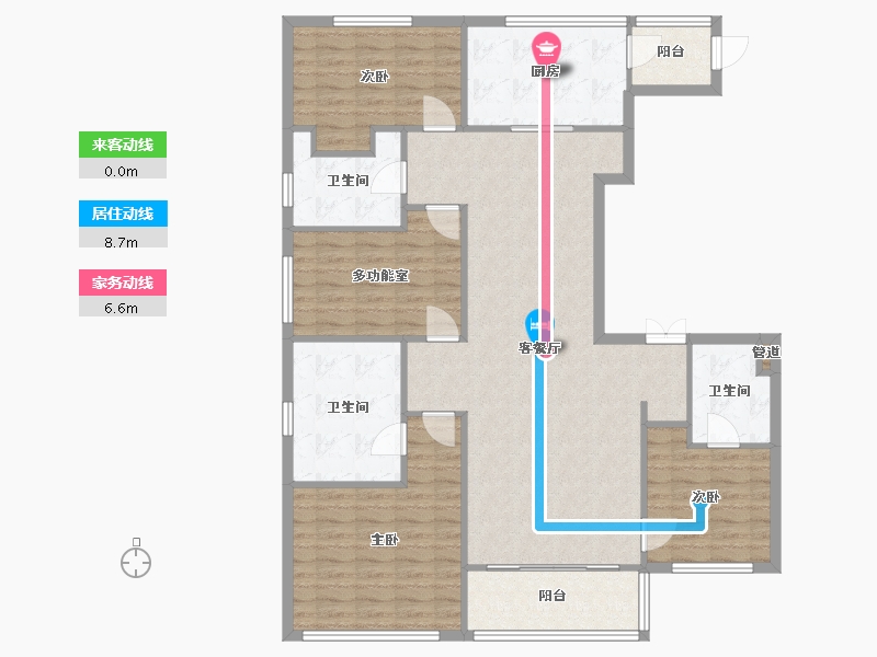 辽宁省-沈阳市-格林玫瑰湾长白三街(12,7,12)号楼165m²-127.64-户型库-动静线