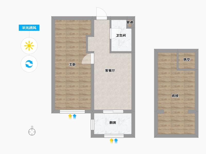 辽宁省-沈阳市-和平上河城胜利南街805-1号(16号楼）57m²-56.89-户型库-采光通风