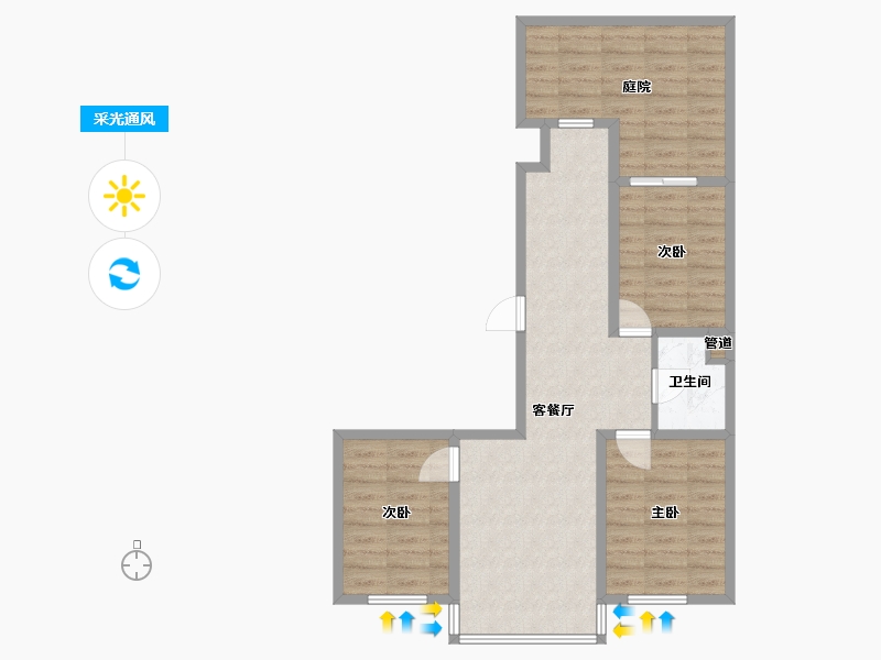 辽宁省-沈阳市-和平上河城胜利南街(15,10）号楼93m²-70.41-户型库-采光通风