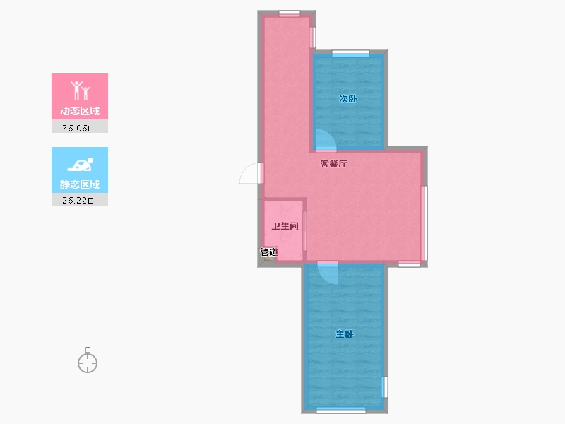 辽宁省-沈阳市-和平上河城胜利南街805-21号（23号楼）76m²-55.69-户型库-动静分区