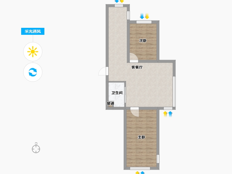 辽宁省-沈阳市-和平上河城胜利南街805-21号（23号楼）76m²-55.69-户型库-采光通风