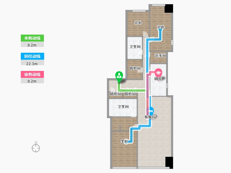 辽宁省-沈阳市-积水住宅裕沁府吉安路42-(1,2)号210m²-168.17-户型库-动静线