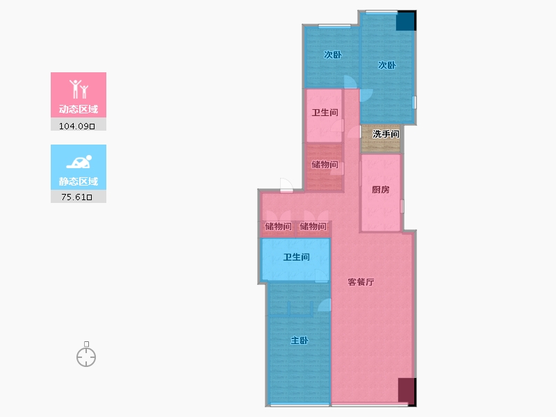 辽宁省-沈阳市-积水住宅裕沁府吉安路42-(1,2)号210m²-168.17-户型库-动静分区