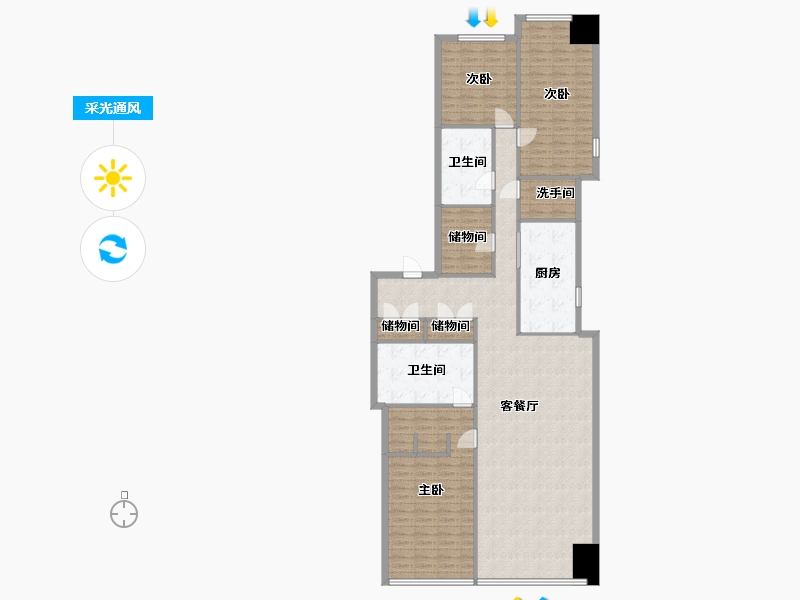 辽宁省-沈阳市-积水住宅裕沁府吉安路42-(1,2)号210m²-168.17-户型库-采光通风