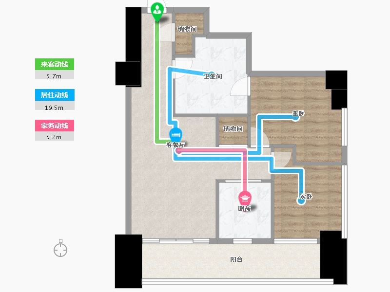 辽宁省-沈阳市-积水住宅裕沁府吉安路42-(1,2)号100m²-76.81-户型库-动静线