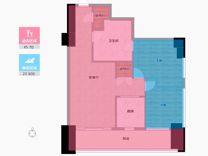 辽宁省-沈阳市-积水住宅裕沁府吉安路42-(1,2)号100m²-76.81-户型库-动静分区