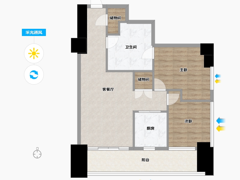 辽宁省-沈阳市-积水住宅裕沁府吉安路42-(1,2)号100m²-76.81-户型库-采光通风