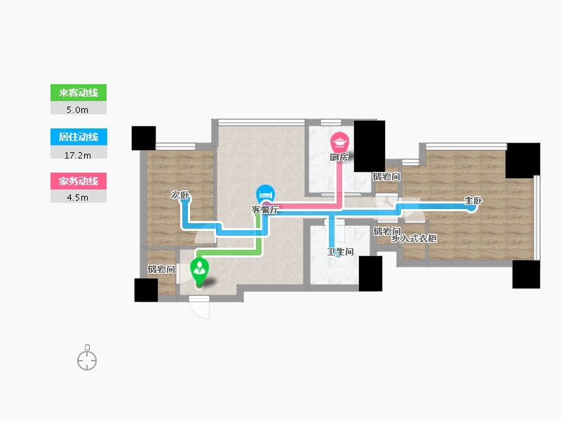 辽宁省-沈阳市-积水住宅裕沁府吉安路42-2号111m²-66.96-户型库-动静线