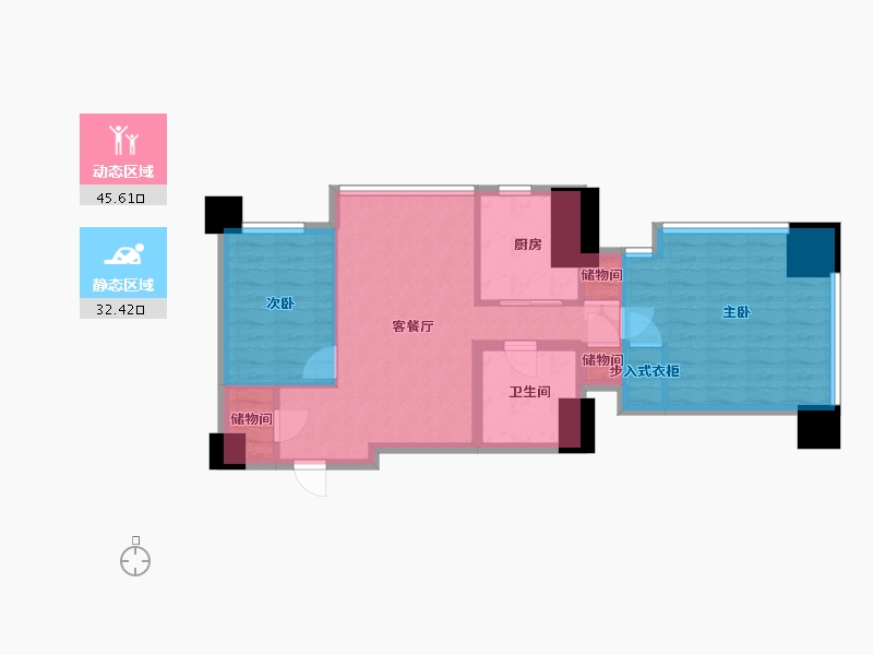 辽宁省-沈阳市-积水住宅裕沁府吉安路42-2号111m²-66.96-户型库-动静分区