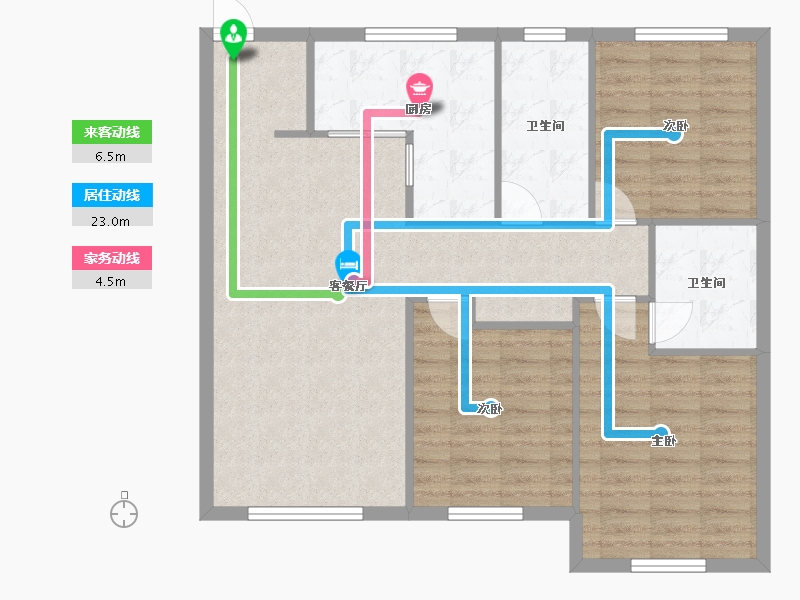 辽宁省-沈阳市-九洲御玺胜利南街888-151号（F2号楼）109m²-93.50-户型库-动静线