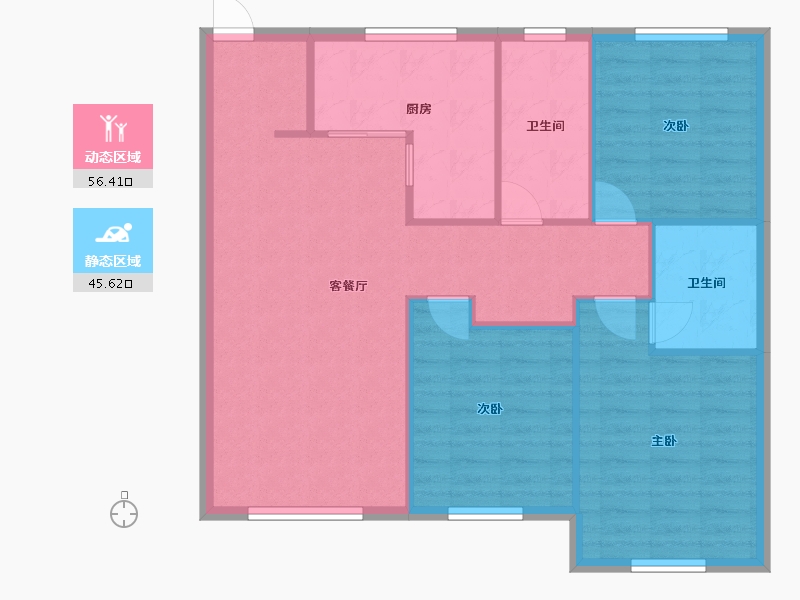 辽宁省-沈阳市-九洲御玺胜利南街888-151号（F2号楼）109m²-93.50-户型库-动静分区