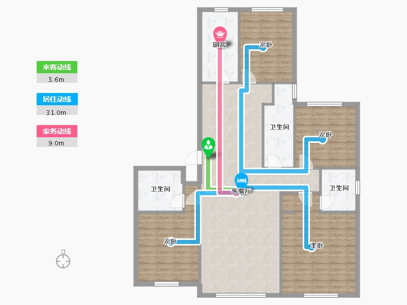 辽宁省-沈阳市-九洲御玺胜利南街888-155号（G3号楼）141m²-132.16-户型库-动静线