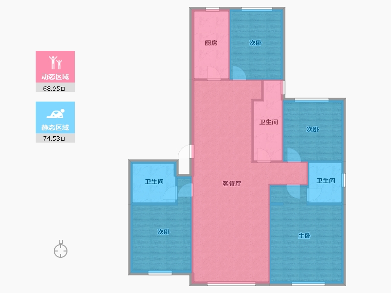 辽宁省-沈阳市-九洲御玺胜利南街888-155号（G3号楼）141m²-132.16-户型库-动静分区