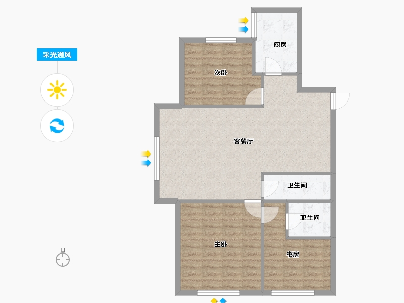 辽宁省-沈阳市-沈阳恒大世界城南京北街36-4号楼（12）129m²-85.61-户型库-采光通风