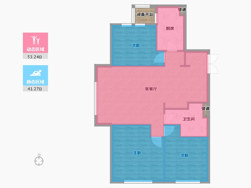 辽宁省-沈阳市-沈阳恒大世界城南京北街36-9号（6）108m²-88.87-户型库-动静分区