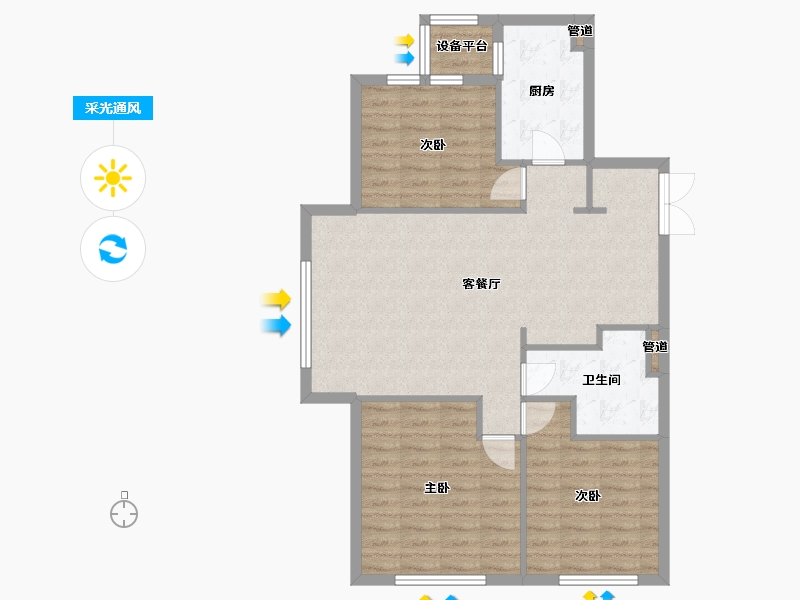 辽宁省-沈阳市-沈阳恒大世界城南京北街36-9号（6）108m²-88.87-户型库-采光通风