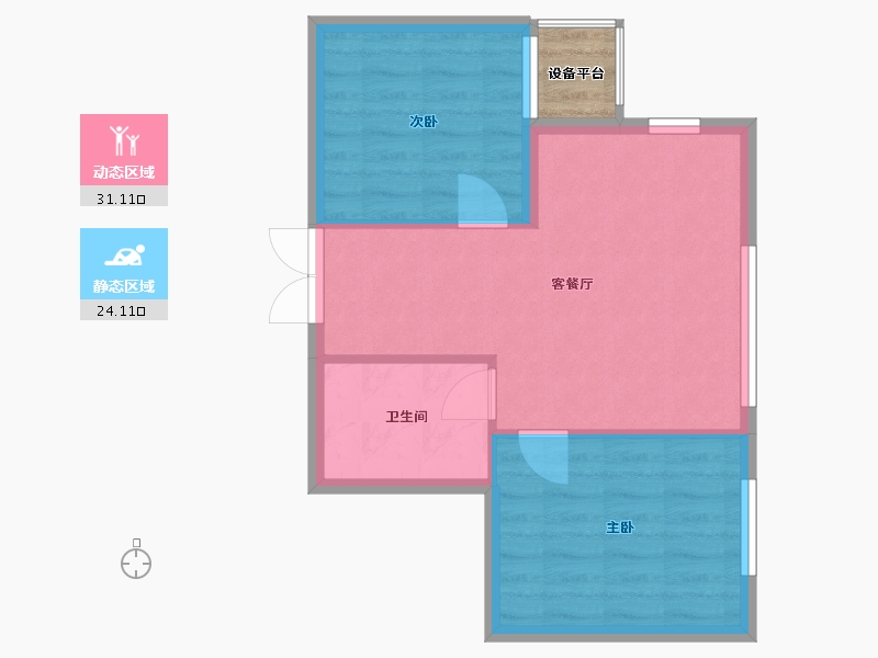 辽宁省-沈阳市-沈阳恒大世界城南京北街（4,5,7）号楼65m²-51.99-户型库-动静分区