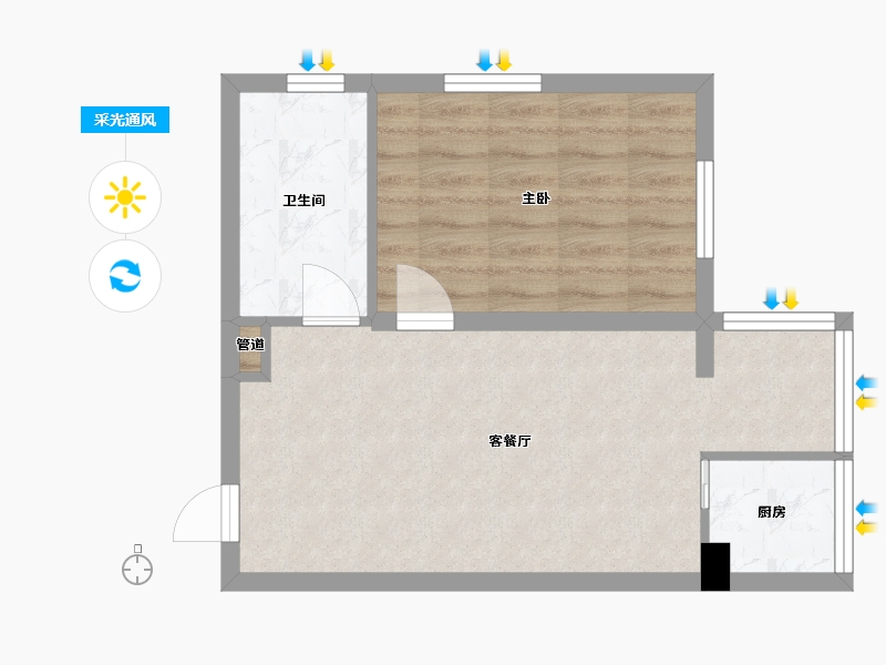 辽宁省-沈阳市-外滩叁号长白四街229-4号(5号楼)67m²-46.79-户型库-采光通风