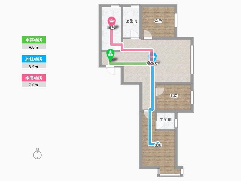 辽宁省-沈阳市-外滩叁号长白四街(1，2，9，6)号楼110m²-76.71-户型库-动静线