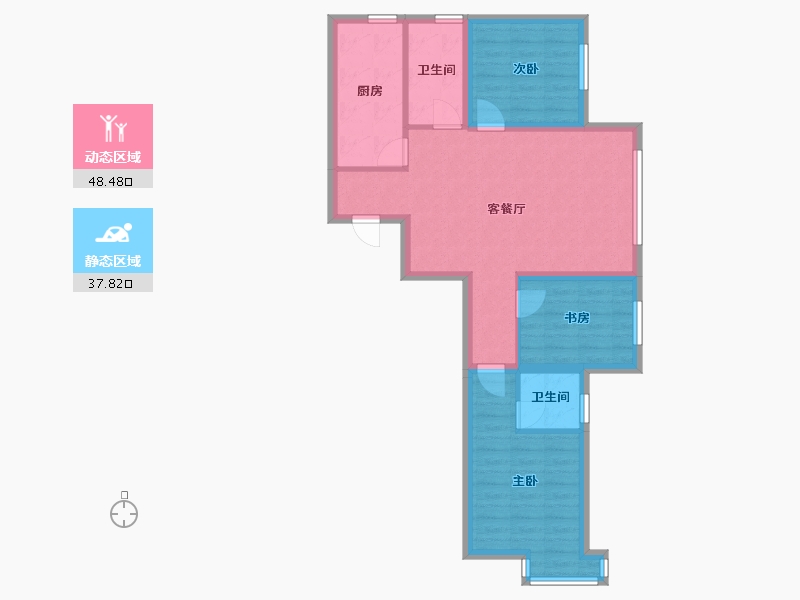 辽宁省-沈阳市-外滩叁号长白四街(1，2，9，6)号楼110m²-76.71-户型库-动静分区