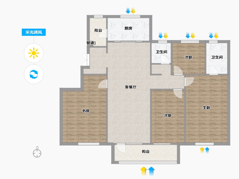 辽宁省-沈阳市-万科翡翠滨江领事馆路（23,20,17,19)栋160m²-134.47-户型库-采光通风