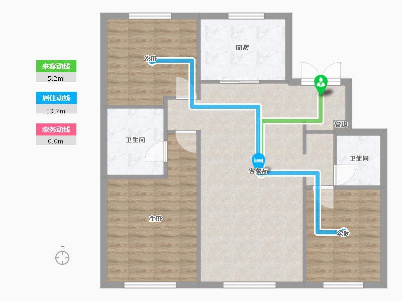 辽宁省-沈阳市-万科翡翠滨江领事馆路（2,1,6,5,3)栋128m²-88.58-户型库-动静线