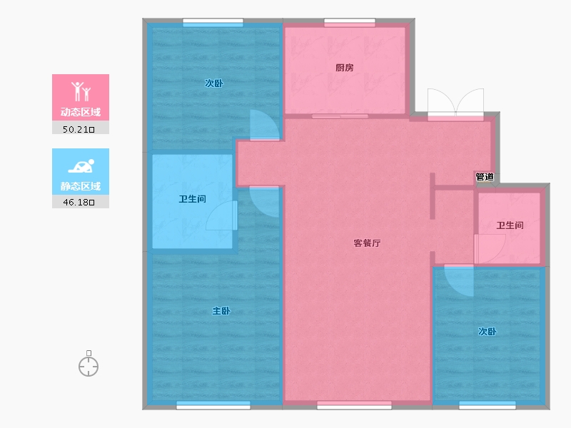 辽宁省-沈阳市-万科翡翠滨江领事馆路（2,1,6,5,3)栋128m²-88.58-户型库-动静分区