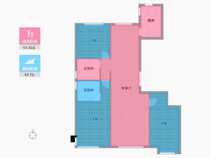 辽宁省-沈阳市-保利大都会白龙江街42-8号楼（19号楼）149m²-96.56-户型库-动静分区