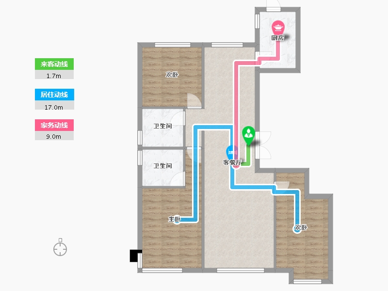 辽宁省-沈阳市-保利大都会白龙江街42-8号楼（19号楼）149m²-96.56-户型库-动静线