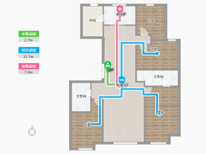 辽宁省-沈阳市-保利大都会白龙江街42-8号楼（19号楼）167m²-119.73-户型库-动静线