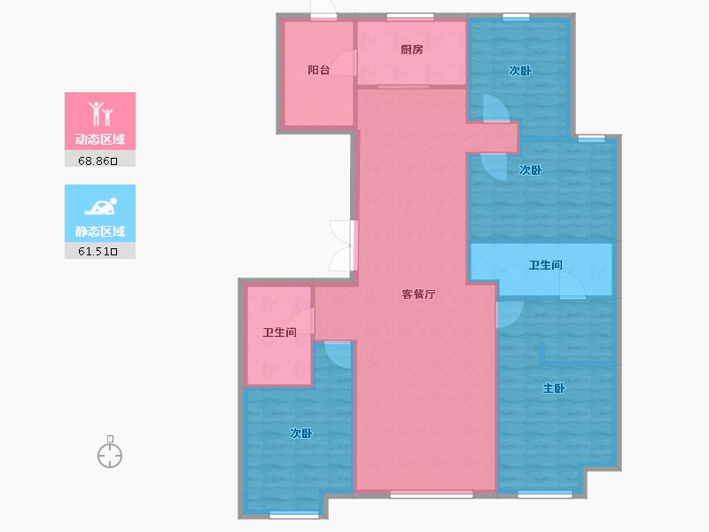 辽宁省-沈阳市-保利大都会白龙江街42-8号楼（19号楼）167m²-119.73-户型库-动静分区