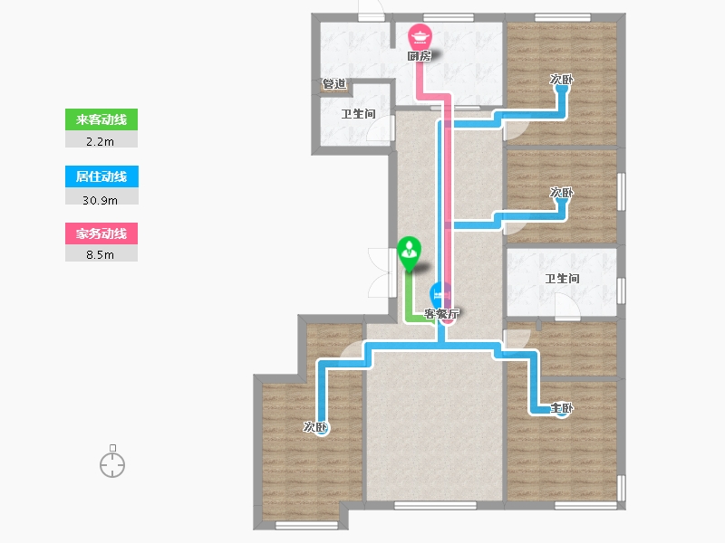 辽宁省-沈阳市-保利大都会白龙江街42-8号楼（19号楼）168m²-120.85-户型库-动静线