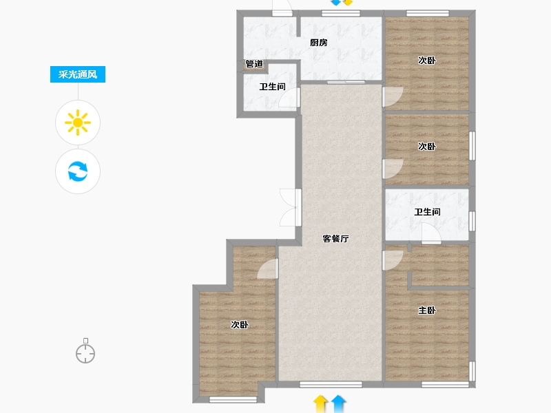 辽宁省-沈阳市-保利大都会白龙江街42-8号楼（19号楼）168m²-120.85-户型库-采光通风