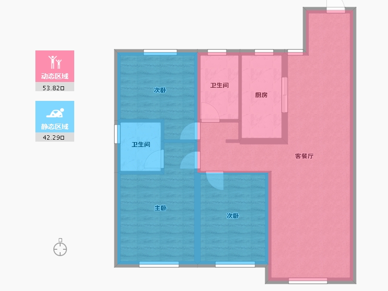 辽宁省-沈阳市-中海和平之门118m²-85.98-户型库-动静分区