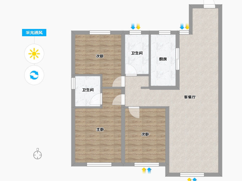 辽宁省-沈阳市-中海和平之门118m²-85.98-户型库-采光通风