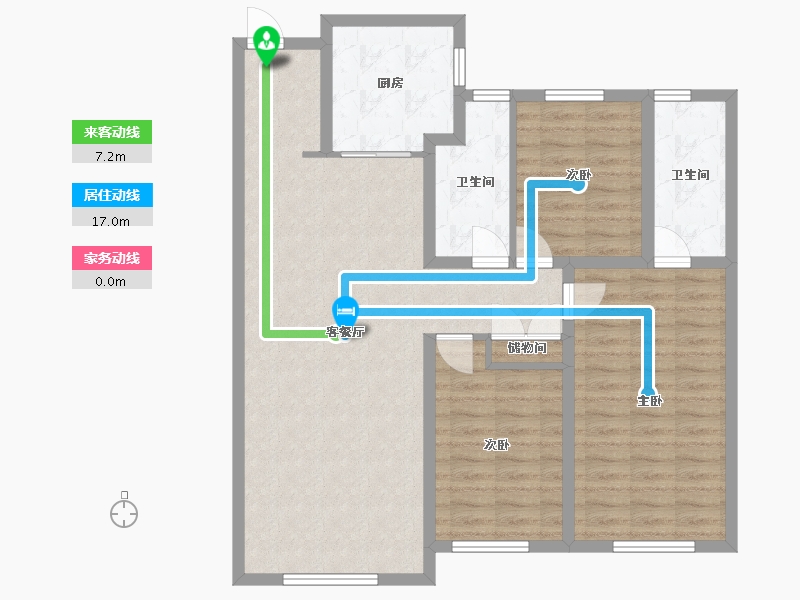 辽宁省-沈阳市-中海和平之门134m²-100.76-户型库-动静线