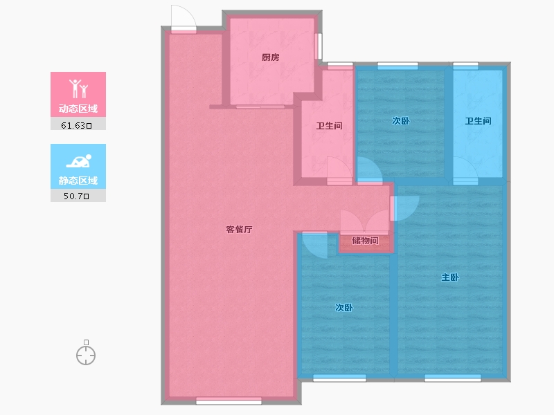 辽宁省-沈阳市-中海和平之门134m²-100.76-户型库-动静分区