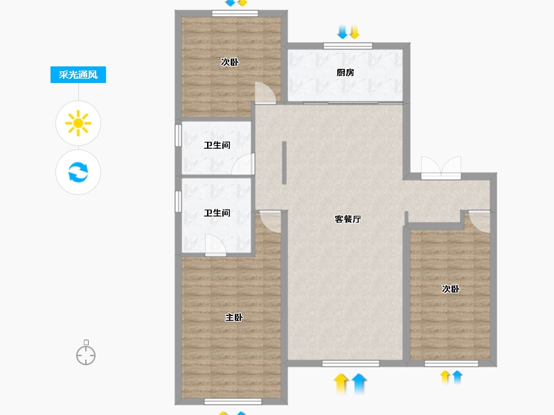 辽宁省-沈阳市-中海和平之门152m²-119.35-户型库-采光通风