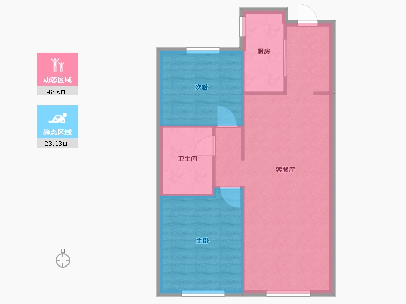 辽宁省-沈阳市-中海和平之门90m²-65.43-户型库-动静分区