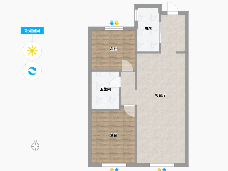 辽宁省-沈阳市-中海和平之门90m²-65.43-户型库-采光通风