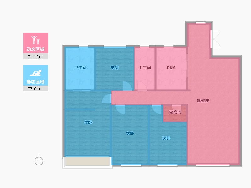 辽宁省-沈阳市-中海和平之门178m²-136.50-户型库-动静分区