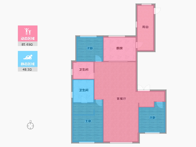 辽宁省-沈阳市-中海和平之门145m²-123.39-户型库-动静分区