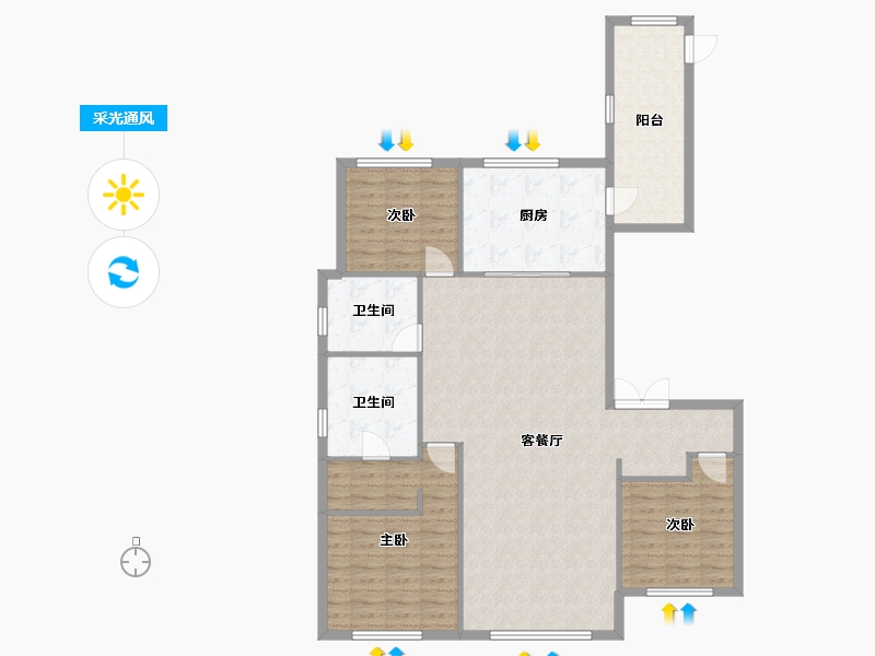 辽宁省-沈阳市-中海和平之门145m²-123.39-户型库-采光通风