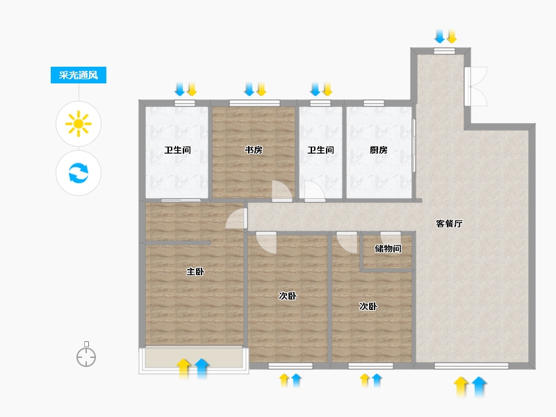 辽宁省-沈阳市-中海和平之门178m²-136.50-户型库-采光通风