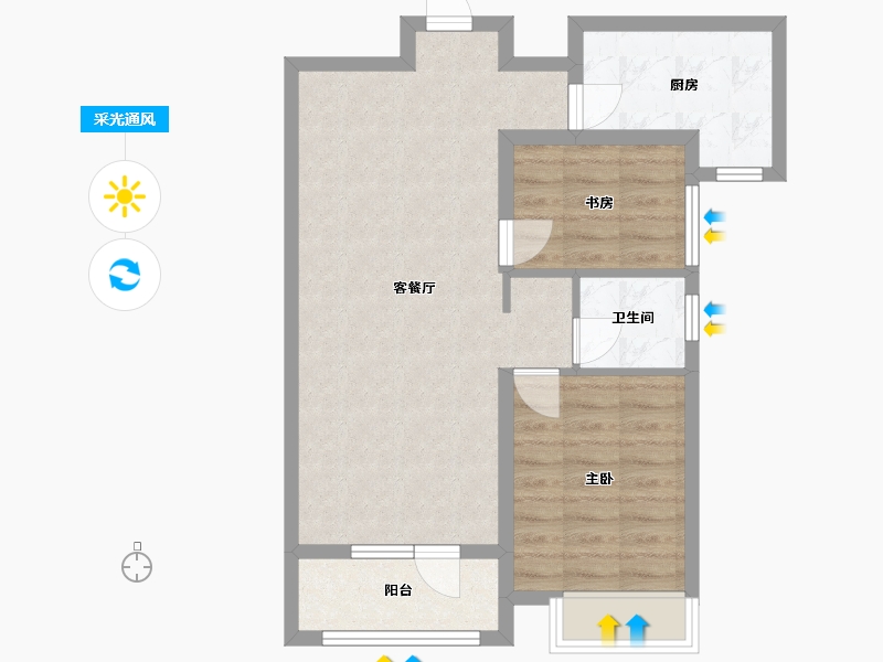 辽宁省-沈阳市-中梁华宇学府壹号砂川街20-1号（2）91m²-64.41-户型库-采光通风