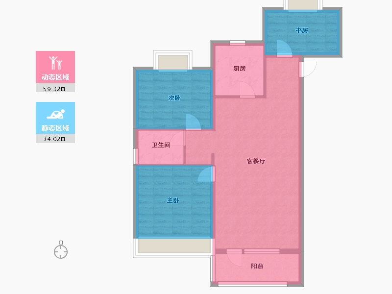 辽宁省-沈阳市-中梁华宇学府壹号砂川街20-1号（2）105m²-84.01-户型库-动静分区