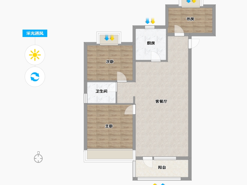 辽宁省-沈阳市-中梁华宇学府壹号砂川街20-1号（2）105m²-84.01-户型库-采光通风