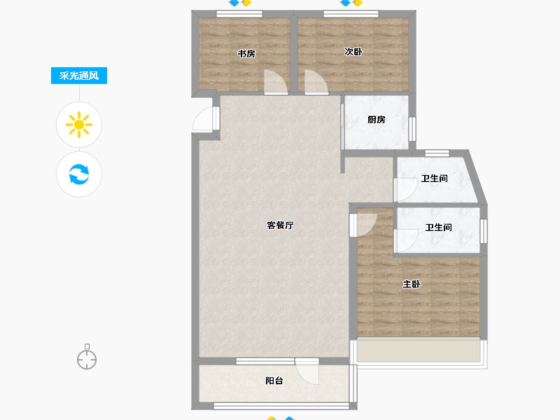 辽宁省-沈阳市-中梁华宇学府壹号砂川街20-1号（2）116m²-92.79-户型库-采光通风